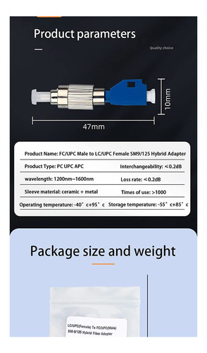 Conector De Fibra Óptica Fc Macho A Lc Hembra Adaptador Acop