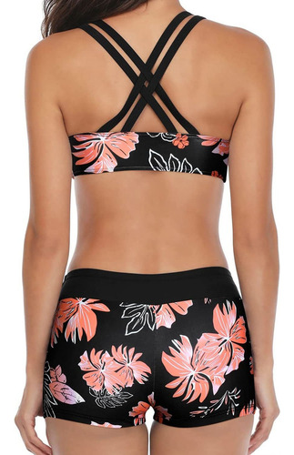 A 3 Piezas Trajes De Baño Tankini For Mujer Con Estampada