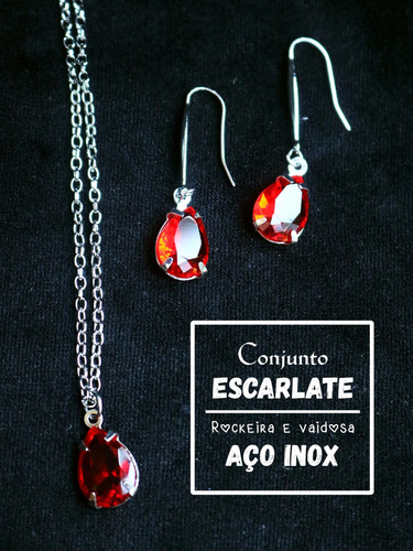 Imagem 2 de 2 de Conjunto Escarlate Jóias Em Aço Inox
