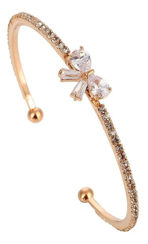 Oferta! Pulsera Brazalete Mariposa Baño Oro 18k Y Cristales