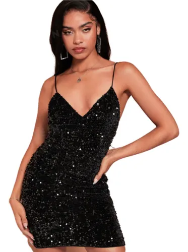 Outfit con vestido negro de lentejuela hotsell