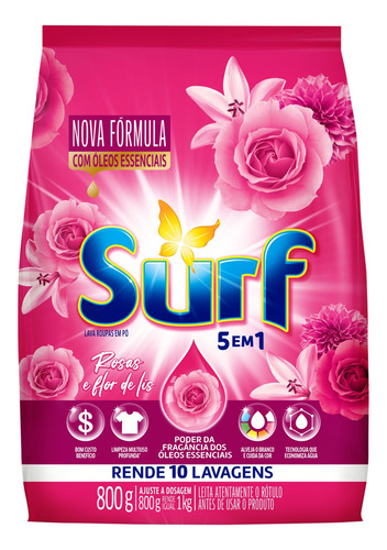 Sabão Surf Rosas e Flor de Lis floral antibacterial pacote