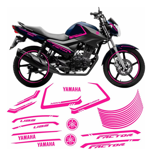 Adesivo Yamaha Factor 150 2024 Rosa Neon Kit Completo1