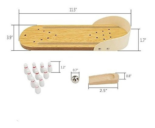Imagen 3 de 8 de Shindel Mini Boliche De Madera, Juego Para Mesa De Escritori