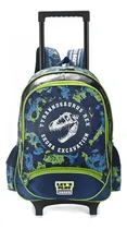 Comprar Mochila Con Carro Grande 18 PuLG Dinosaurio T-rex Orig Skora Color Azul con verde