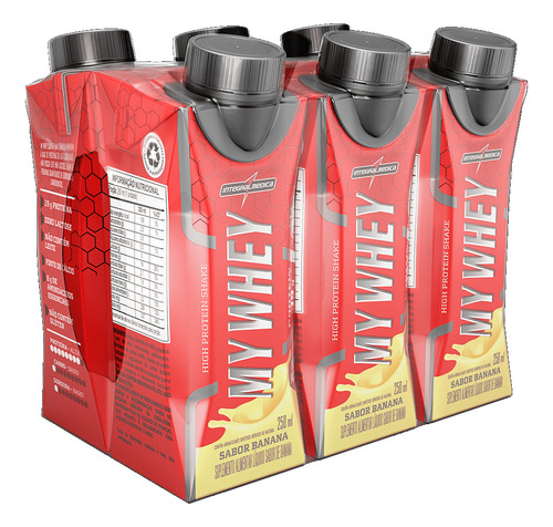 My Whey Rtd Shake Proteína 6 Un 250ml - Integralmédica Sabor Banana