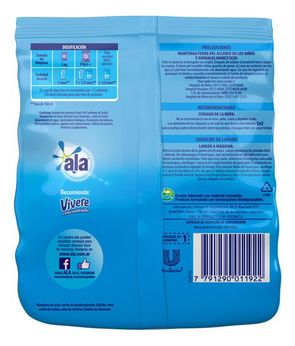 Jabón en polvo Ala Matic Toque de Vívere bolsa 800 g