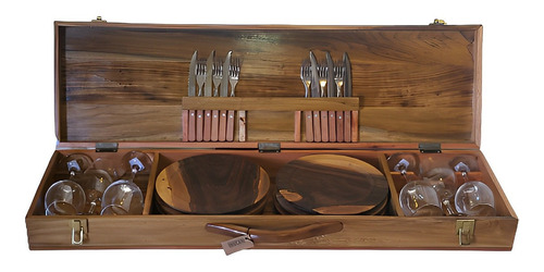 Set Asado Kit Portatil Platos Vasos Cubiertos Estuche