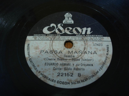 Pasta Eduardo Armani Y Su Orquesta Odeon 22152 17472 73 C53