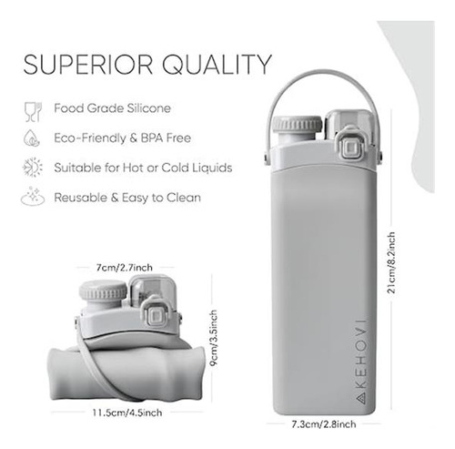 Botellas De Agua Plegables Kehovi, Tapa De Sujeción Con Paji