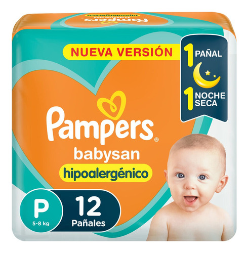 Pampers Babysan Pañales Hipoalergénicos Talle P 12 Unidades Género Sin Género Tamaño Pequeño (p)