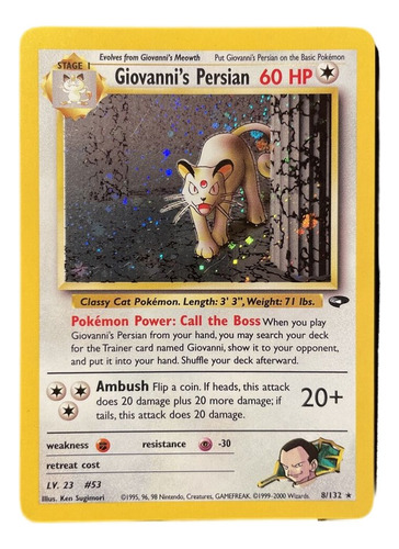 Cartas Pokemon Giovanni Persian 8/132 Holo Gym (Usado)
