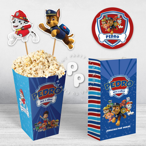 Kit Imprimible Cumpleaños Paw Patrol Azul Personalizado