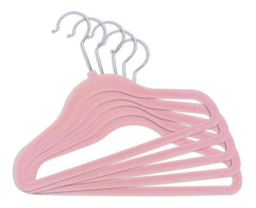 Imagem 5 de 8 de Kit Com 5 Cabides Infantil De Veludo Rosa Buba