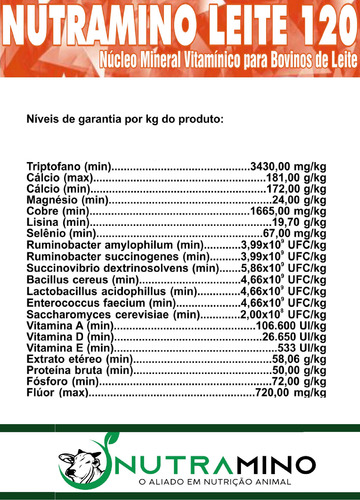 Suplemento Mineral Nutrisal Leite Mineral Vaca Leiteira 10kg