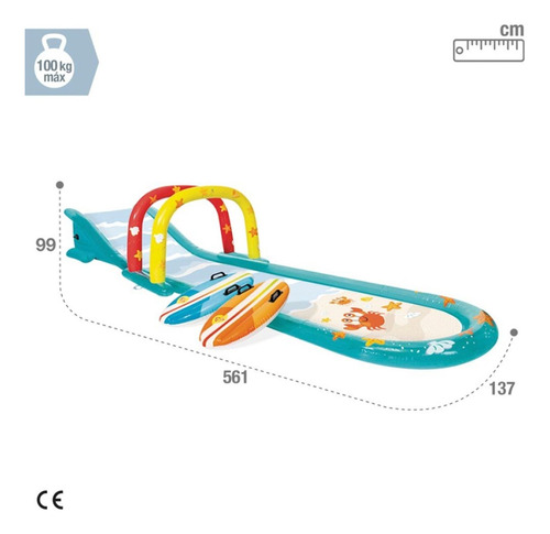 Escorregador Inflável Surf Divertido Com Pranchas Intex