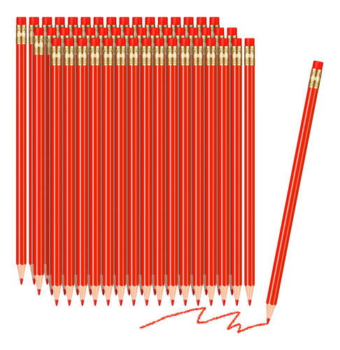 48 Lpices Rojos Con Borrador, Lpices Preafilados, Lpices Roj