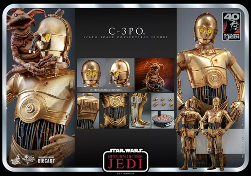 Boneco C-3po Star Wars Hot Toys Action Figure Yoda Darth Obi