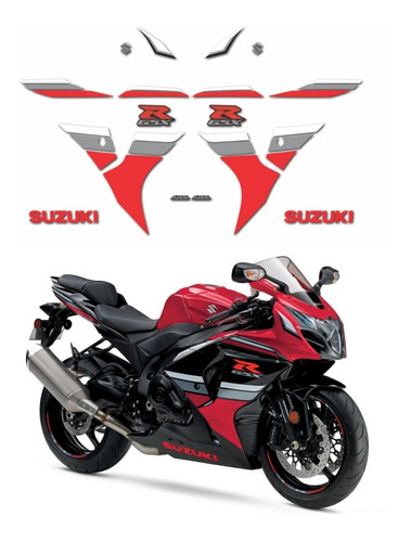 Kit Adesivos Faixas Para Suzuki Gsxr 1000 Abs 2016 16018 Cor Vermelho