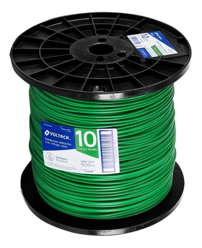 Carrete 500mt Cable Calibe 10 Thhw-ls Verde Volteck 40122