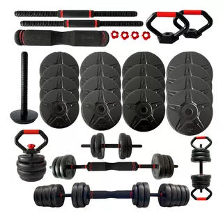 Halter Anilha Barra Kettlebell Kit Musculação 30kg Odin Fit