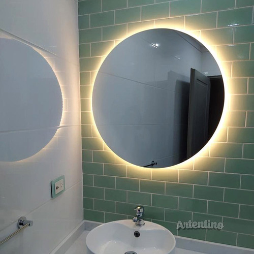Imagen 4 de 10 de Lampara Luz Led Pared Espejo 4 Mm Baño 60 Cm Redondo Moderno