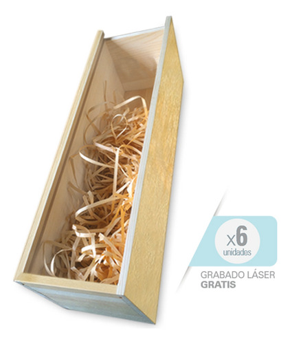 Caja Madera Tapa Corrediza 1 Botella Vino / Grabado Mín 6 Ud