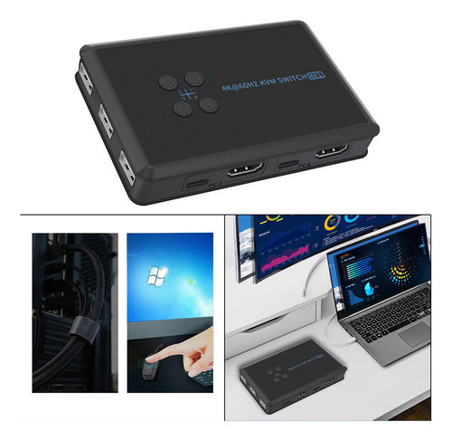 Conmutador Kvm Hdmi De 4 Puertos Box Selector De Switch Usb