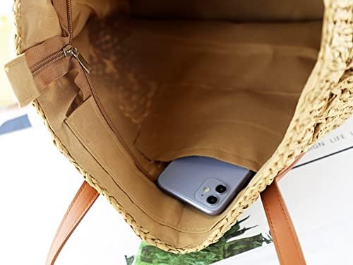 Bolso De Paja Tellrain Para Mujer, Bolso Estructurado De Pla