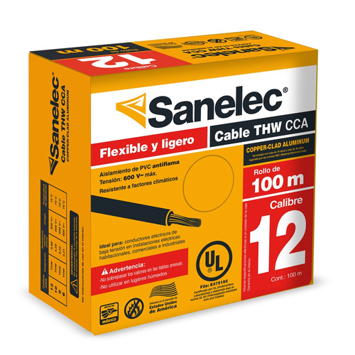 Cable Thw Cca Ul Calibre 12 Blanco Sanelec