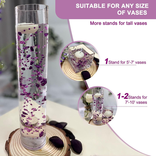Teasu 12 Cuerdas De Cristal Morado, Para Velas Flotantes, Ce