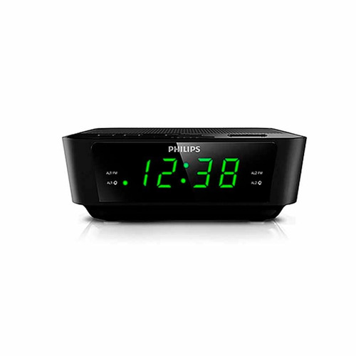 Parlante Despertador Philips Reloj Aj3116 Led 2 X Aaa Negro