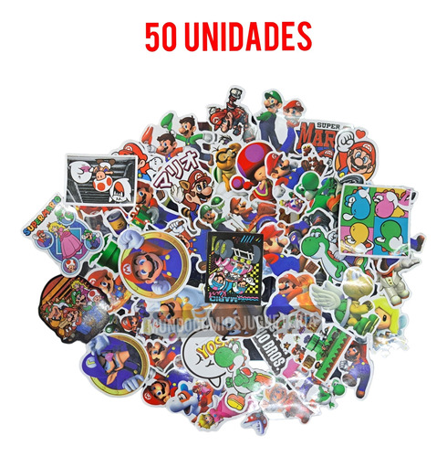 Etiquetas Stickers Calcomanías Mario Sonic Kirby Pack 50unid