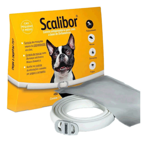 Kit 2 Coleiras Scalibor P 48cm Antipulgas Carrapatos Cães Cor Branco