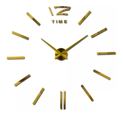 Reloj De Pared 3d Dorado Grande  Diseño Moderno 100x100cm