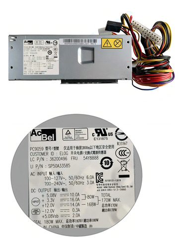 Fonte Slim Para Cpu Lenovo Thinkcentre E71/e72/m70e/m75e Cor Cinza