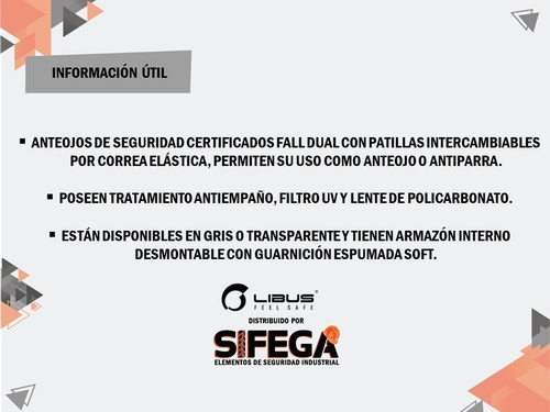 Imagen 6 de 7 de Anteojo Antiparra Fall Dual Anti Empaño Libus