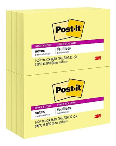 Notas Adhesivas Notas Post-it Super Sticky, 3x5 Pulgadas, 1