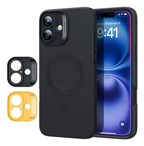 Funda De Teléfono Esr Para iPhone 16 Plus Con Silicona Negra Magsafe