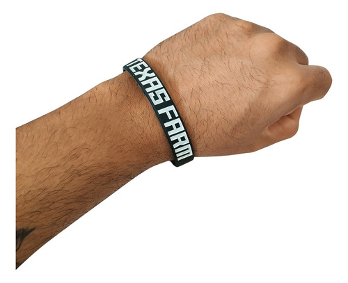 Pulseira Country Texas Farm Silicone Preto E Branco