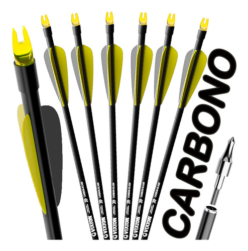 12 Flechas Arco E Flecha Fibercarbon Drone + 10 Alvos Fita Cor Amarelo