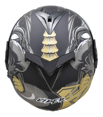 Casco Abatible Para Moto Kov Stealth Viper Gris