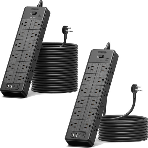Cable De Extensión Con 24 Tomas Y Usb-c, 25/10 Pies, 15a/187