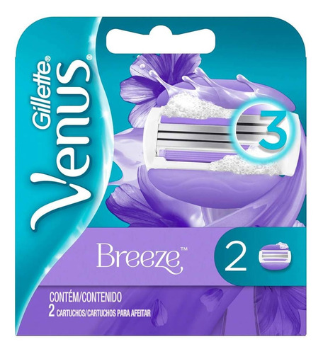 Cartucho Para Afeitar Gillette Venus Breeze Dama 2 Pz