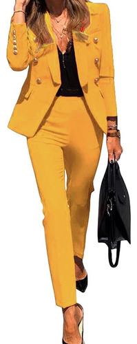 Conjunto Casual De Chaquetas Lisas De Oficina Para Mujer