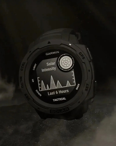 Smartwatch Garmin Solar Instinct Standard 0.9" caja 45mm de polímero reforzado con fibra graphite, malla graphite de silicona y bisel graphite de polímero reforzado con fibra