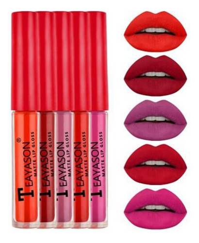 5 Batom Matte Veludo Volume Labial Bocao Sedutor - A