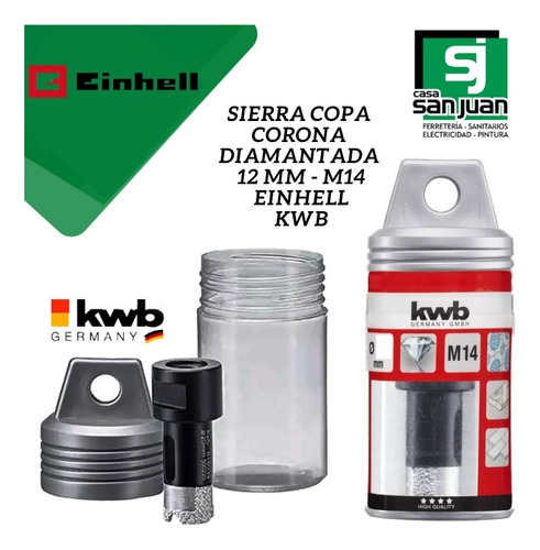 Sierra Copa Corona Diamantada 12 Mm M14 Prof Einhell Kwb