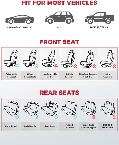 Freesoo Fundas De Cuero Para Asiento De Automóvil, Juego Com