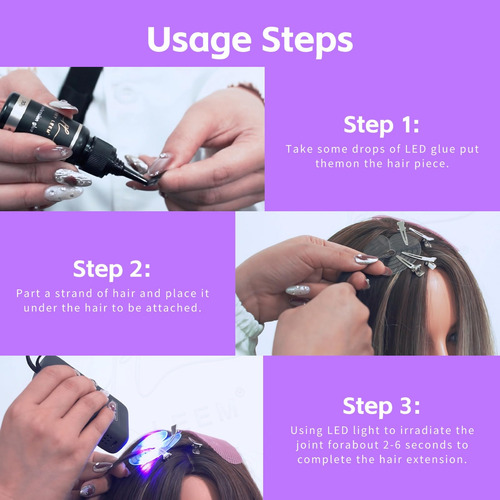 Máquina De Extensión De Cabello Con Luz V - Kit De Extension